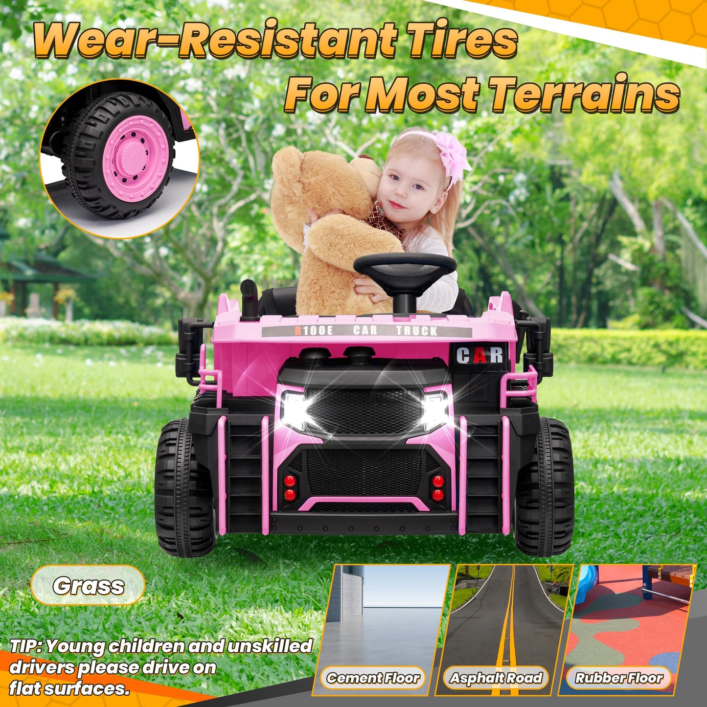 JOYRACER 24V 2 Seater Ride on Dump Truck, Kids Electric Car w/400W Powerful Motors, Ride on Construction Vehicles w/Electric Dum