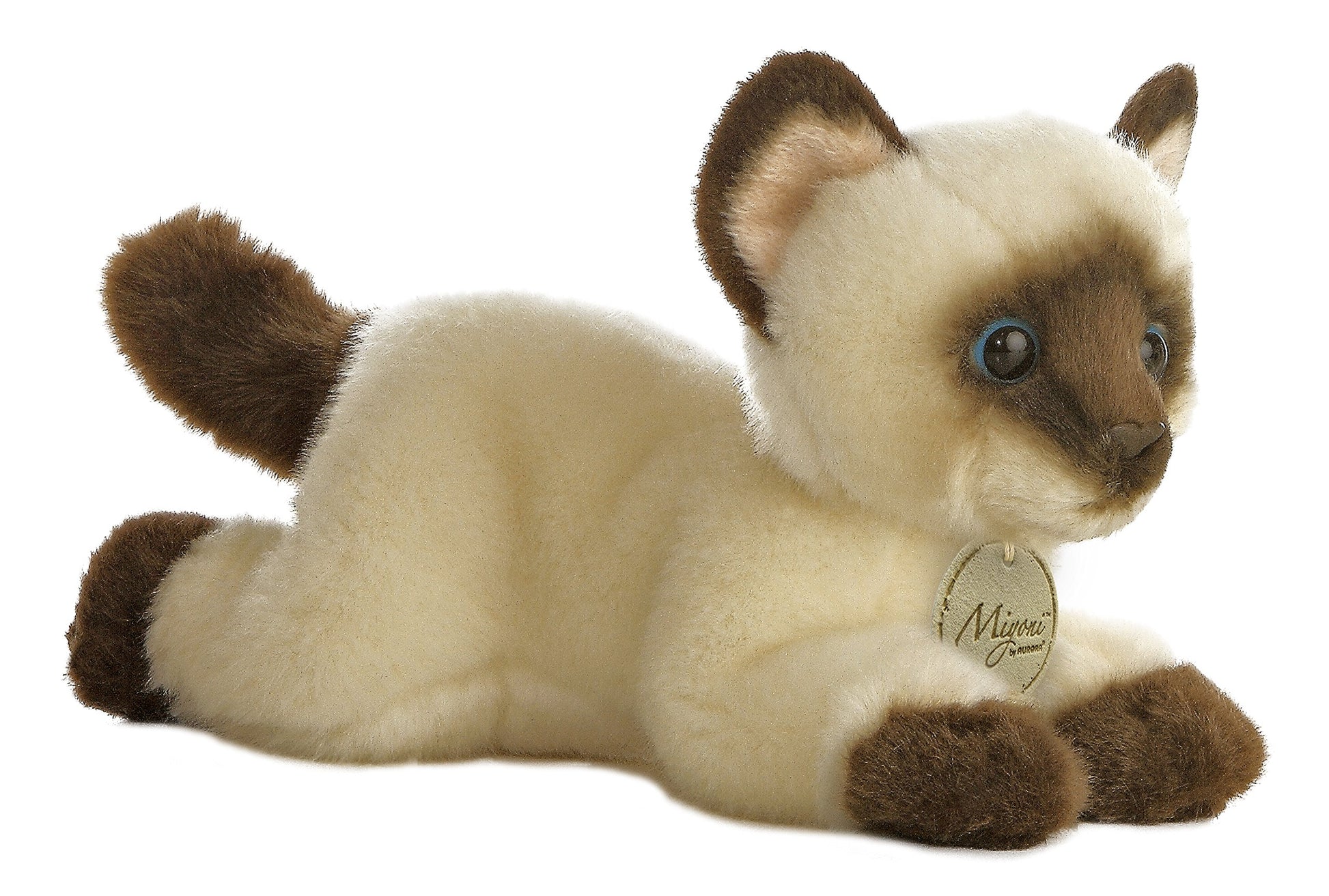 Aurora® Adorable Miyoni® Siamese Cat Stuffed Animal - Lifelike Detail - Cherished Companionship - Brown 8 Inches