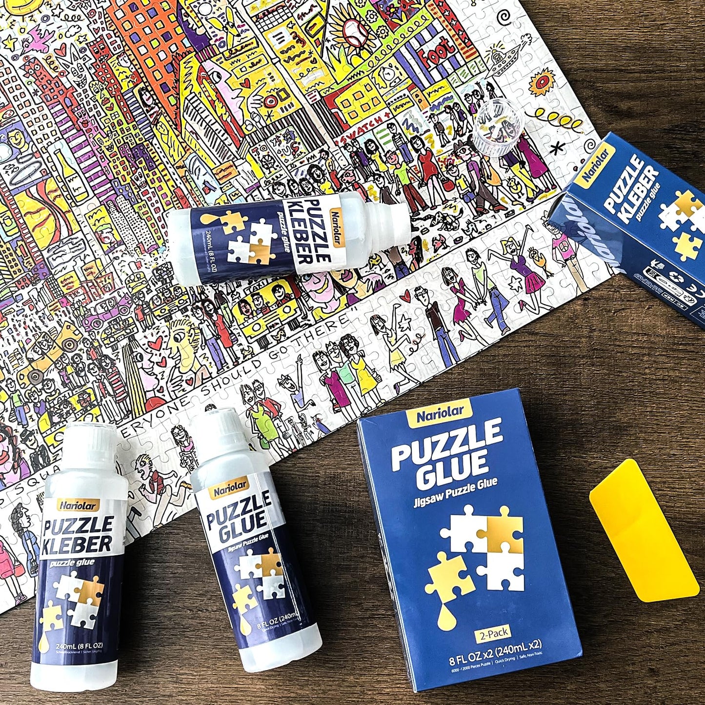 Nariolar Puzzle Glue Clear 2 * 8 Oz (2 * 240Ml) With Applicator, Jigsaw Puzzle Glue For 6000/10000/12000 Pieces, Framing Puzzles