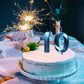 Blue 10th Birthday Candles, Number 10 Cake Topper for Birthday Decorations Party Decoration