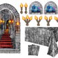 Tallew 13 Pcs Medieval Party Decorations, 2 Pcs Brick Stone Tablecloths,1 Castle Entrance Door, 2 Pcs Window Stickers 8 Pcs Torc