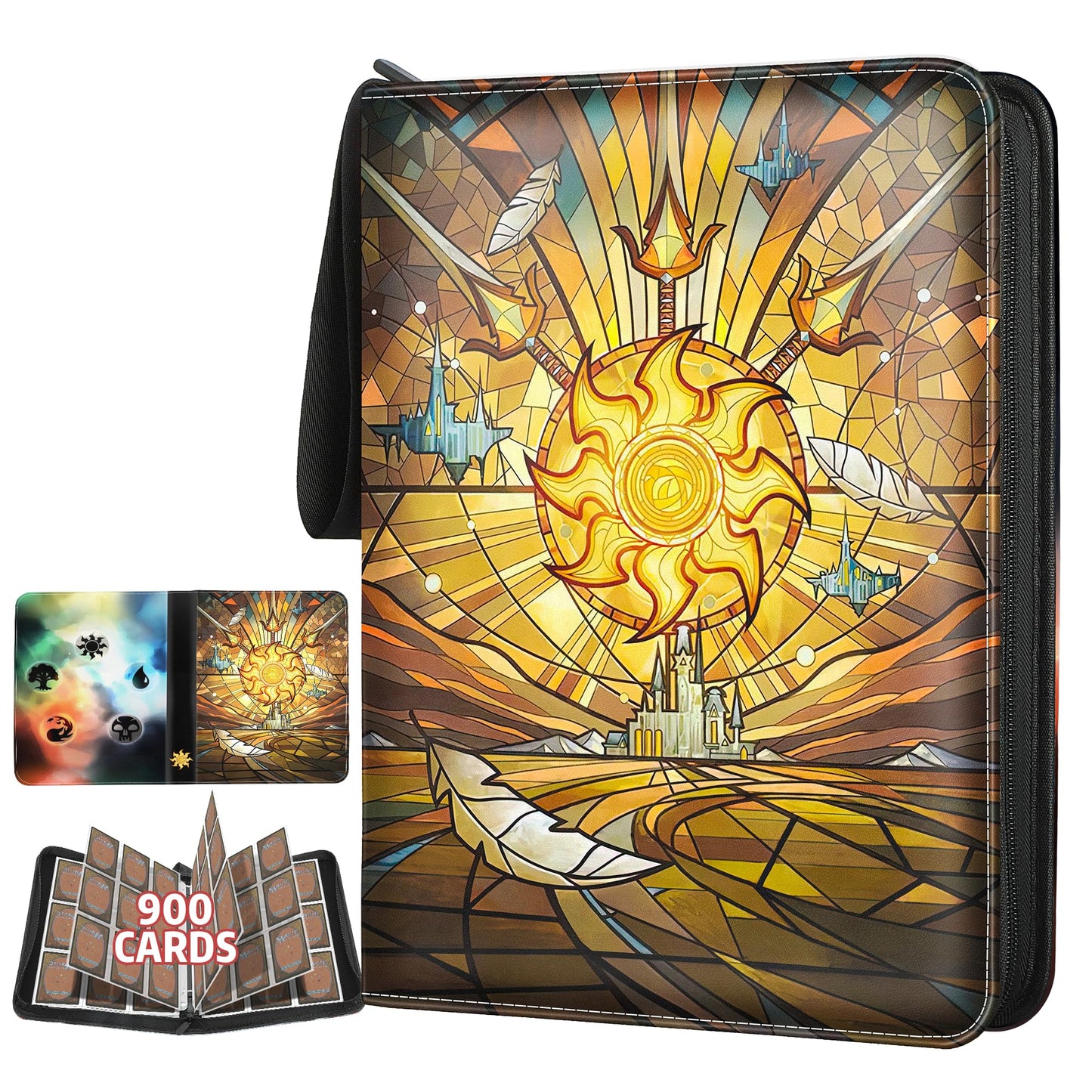 TCGUARD Trading Card Binder for MTG/YGO/PTCG/Game Cards  Holds 900 Cards enhanced Collector Card Album for Standard Cards Toys Gifts for Kids (9 Pocket  Yellow)