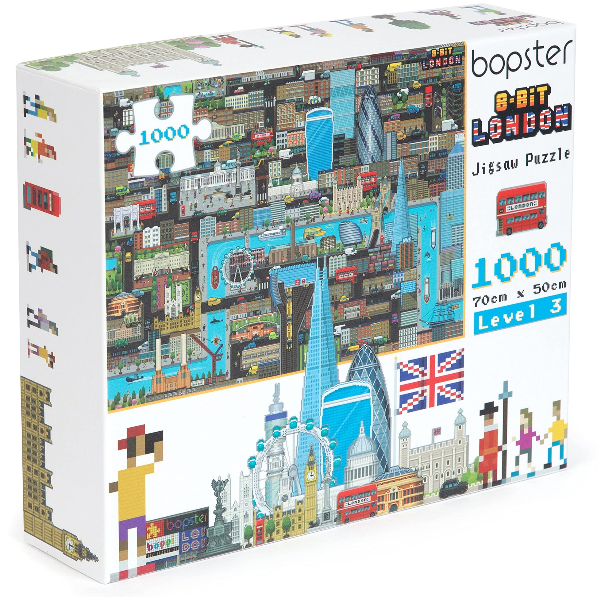 1000 Piece Puzzle - 8-bit Retro Gaming Style London Jigsaw Puzzles 1000 Pieces for mature-themeds Made with 100% Recycled Cardboard - mature-themed Puzzles Level 3 by bopster
