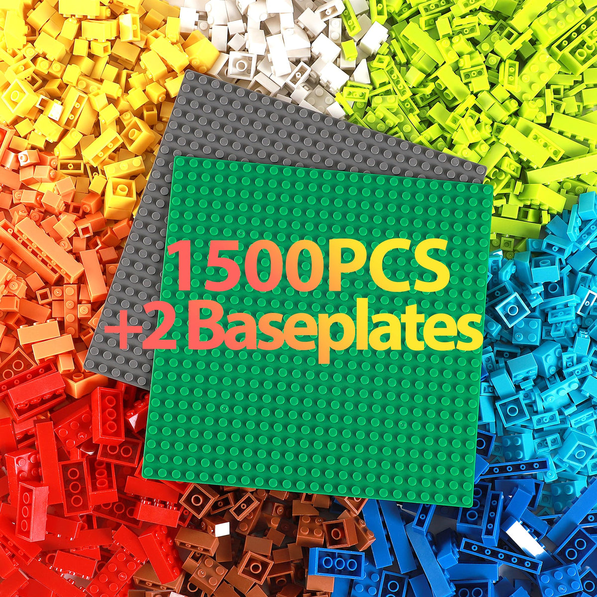 Carlerait 1500PCS Building Bricks with 2 Baseplates, Classic Building Block