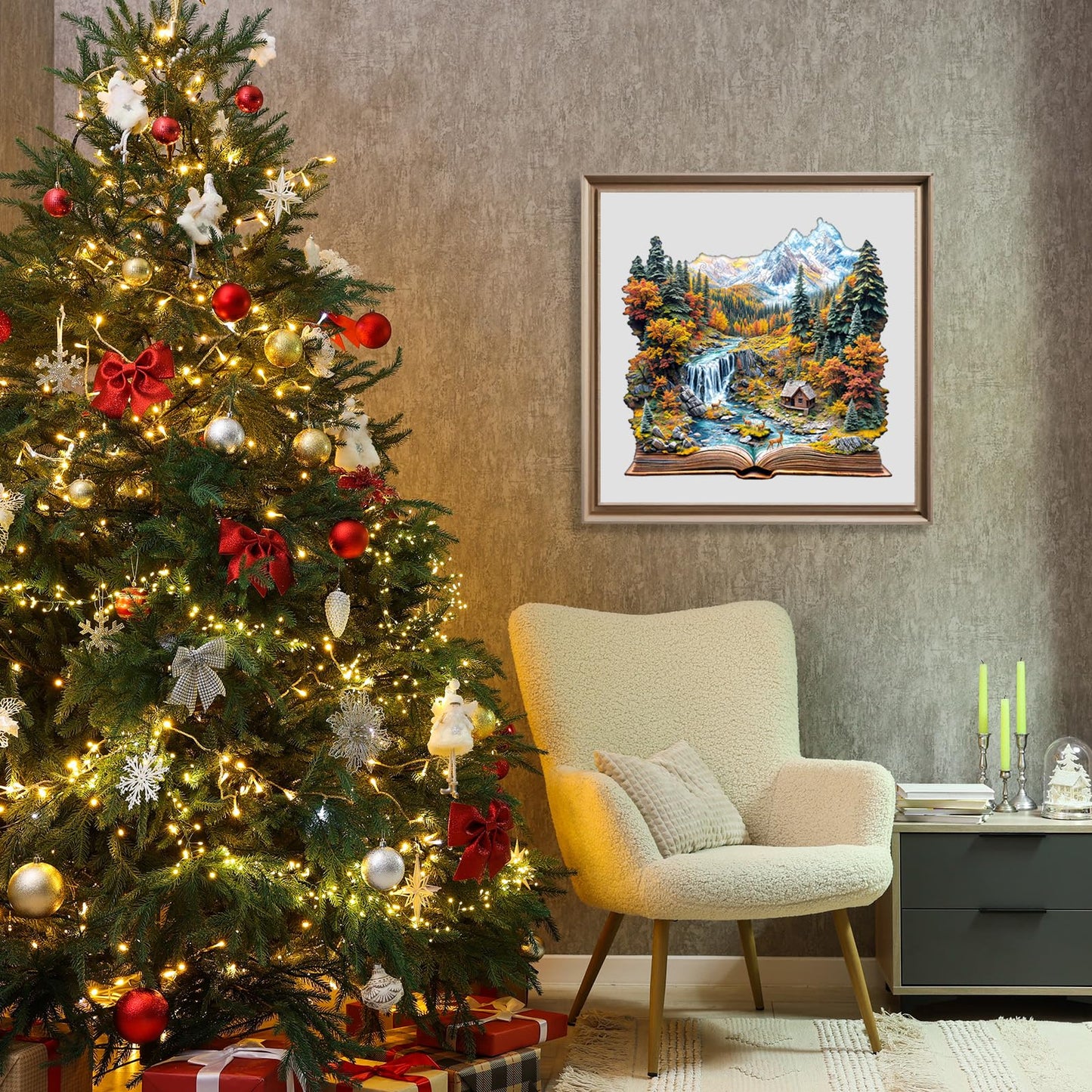 Wooden Puzzles for mature-themeds - Autumn Wonderland Wooden Jigsaw Puzzle - Unique Animal Shaped Wood Puzzles mature-themed - Christmas Birthday Gifts for mature-themeds/Friends/Family - 195pcs 11.4 * 11.1in