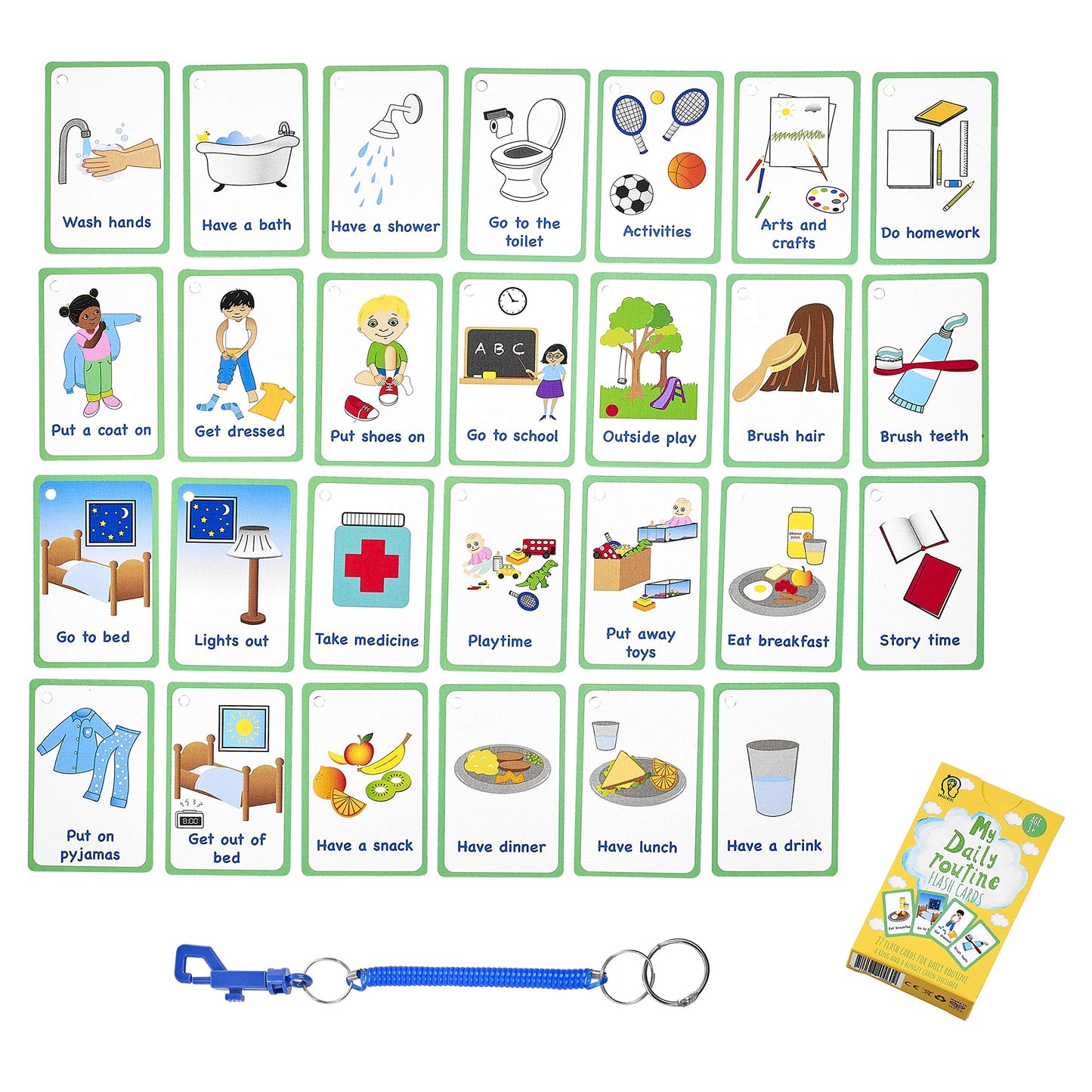 My Daily Routine Cards 27 Flash Cards For Visual Aid Special Ed, Speech Delay Non Verbal Children And Adults With Autism Or Special Needs