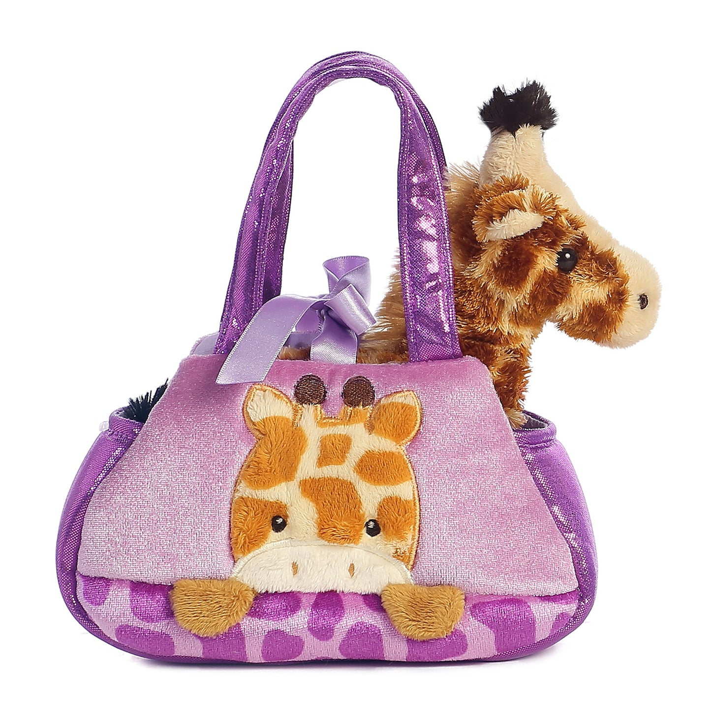 Aurora World Fancy Pals Peek-A-Boo Giraffe Pet Carrier Orange, 7 Inches