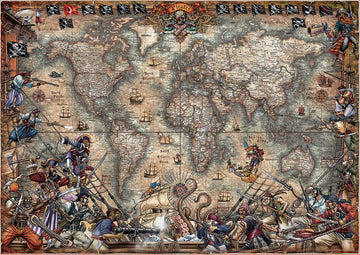Educa - Pirates Map - 2000 Piece Jigsaw Puzzle - Puzzle Glue Included - Completed Image Measures 37.75' X 26.75' - Ages 14+ (18008)