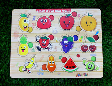 Stonkraft | Wooden Know Fruits Preschool Learning Board Puzzle for Kids Infants Toddlers  11 Pieces  Multicolor 12 x 9 Inch