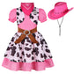 Nuehoryu Cowgirl Costume For Girls Western Outfit With Cowgirl Hat For Halloween Western Rodeo Dress Up (5-6 Years)