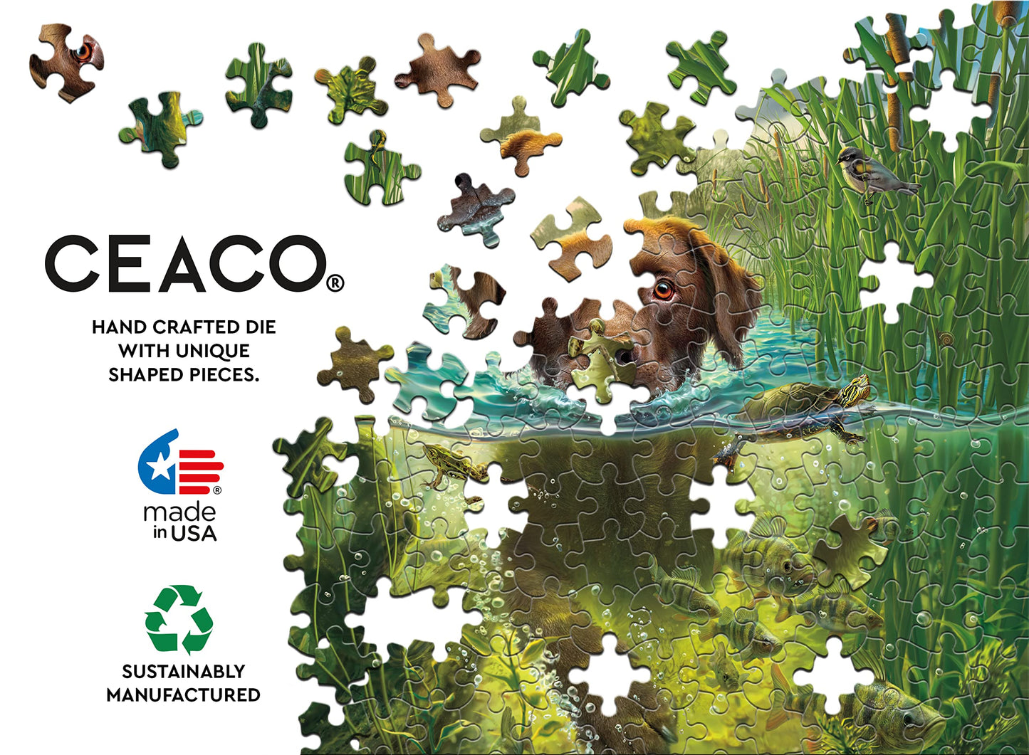 Ceaco 500 Piece Jigsaw Puzzle - Mark Fredrickson Chocolate Lab - Brown Cardboard Model 2402-9