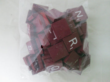 Maroon Wood Scrabble Tiles Set 100 Tiles ~ Game Replacement, Scrapbooking, Crafts, Messages, Etc.