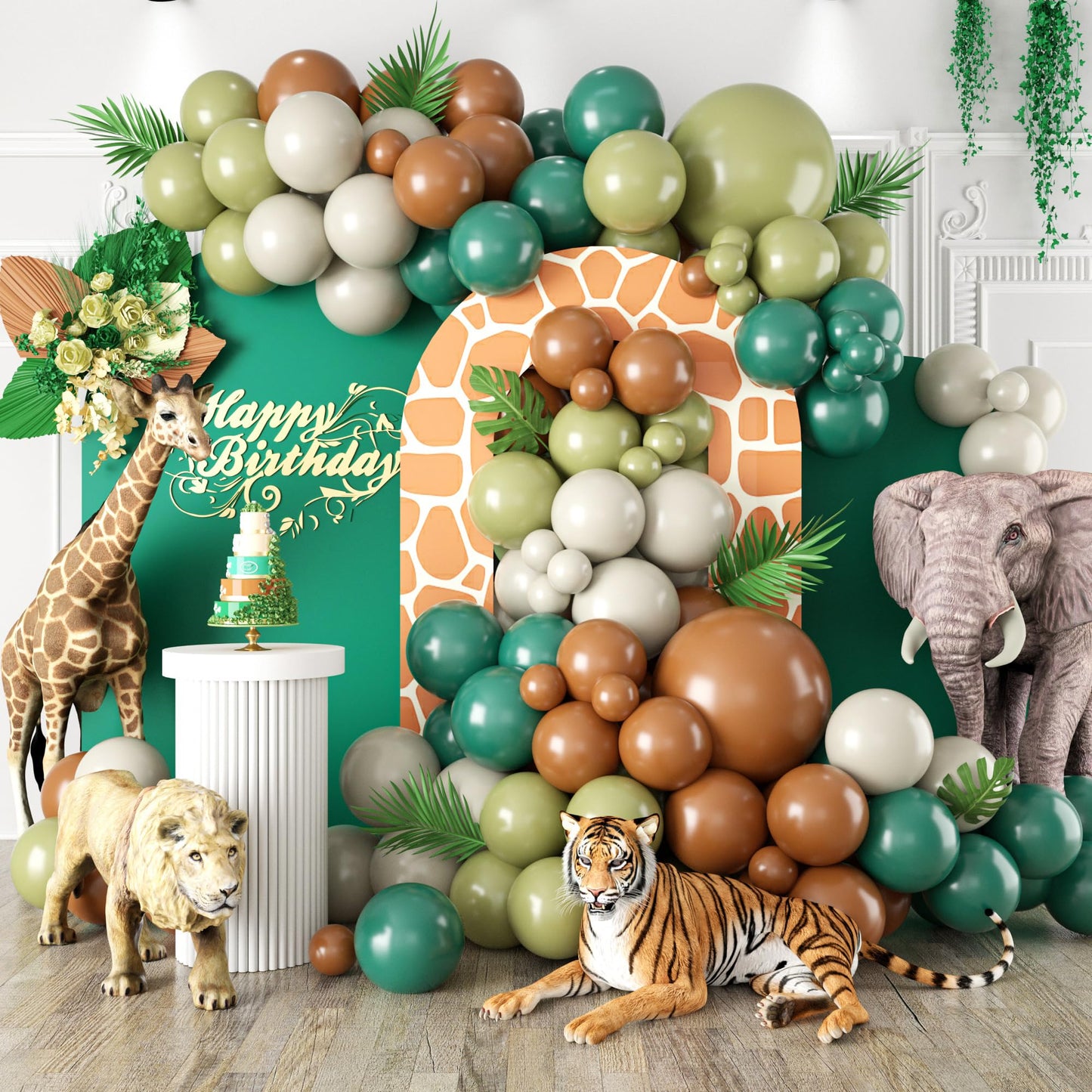 Safari Balloon Garland Kit, Green Brown Balloon Arch Kit With Sage Green And Brown Latex Balloons, Sage Green Balloon Garland Fo