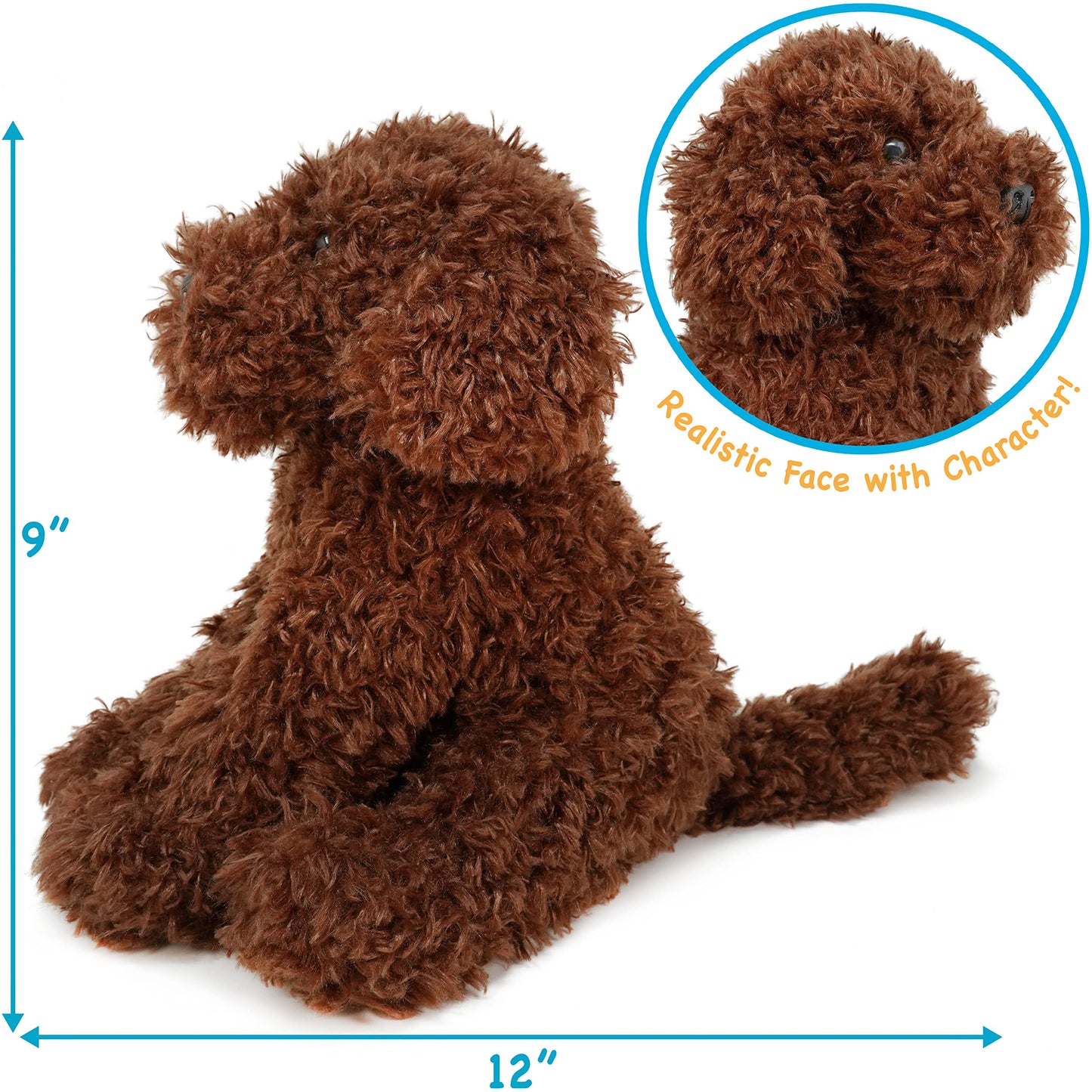 TigerHart 12-Inch Plush Labradoodle Stuffed Animal - Multicolor, Polyester
