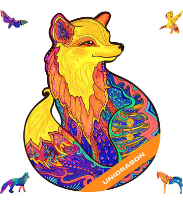 Unidragon Original Wooden Jigsaw Puzzles - Alluring Fox, 333 Pieces, King Size 12.2'' ?15.7, Beautiful Gift Package, Unique Shap