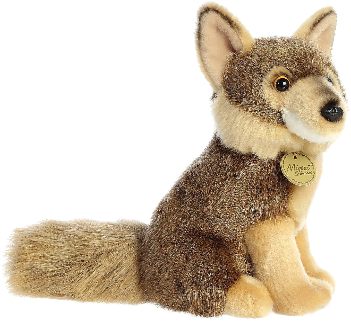 Aurora Realistic Miyoni Coyote Stuffed Animal - Lifelike Detail - Cherished Companionship - Brown 9.5 Inches