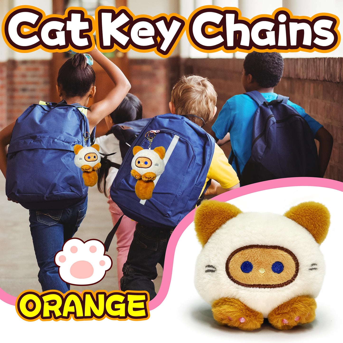 Orange Cat Stuffed Animals For Girls And Boys, Cute Plushies Cats Plush Toys Keychain, Soft And Fun Mini Plush Toy, Small Cuddly