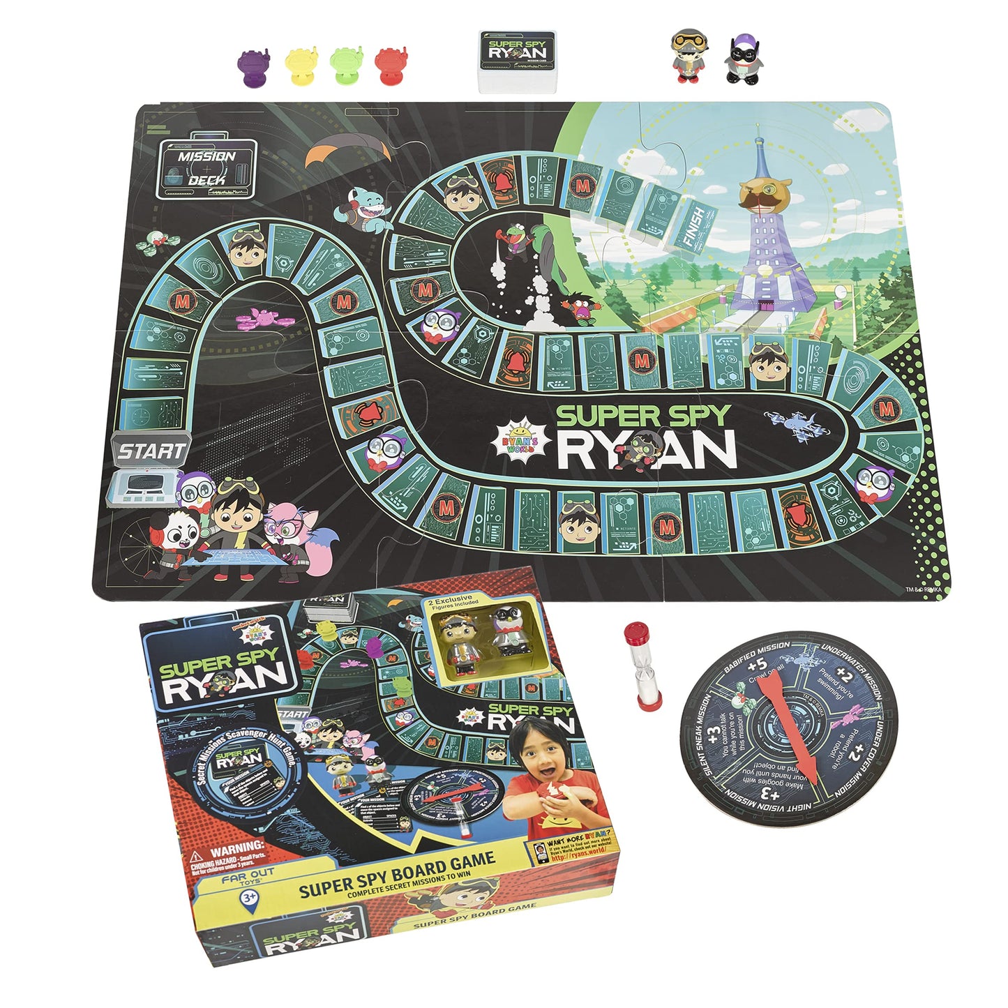 Far Out Toys Ryan’s World Super Spy Board Game, Adventure & Mystery, Includes 70 Mission Cards, One Size, Multi, Model 31314