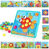 TINOTEEN Button Art Toy for Toddlers,Toddler Activities Crafts Color Matching Early Learning Educational Mosaic Pegboard 50 Butt