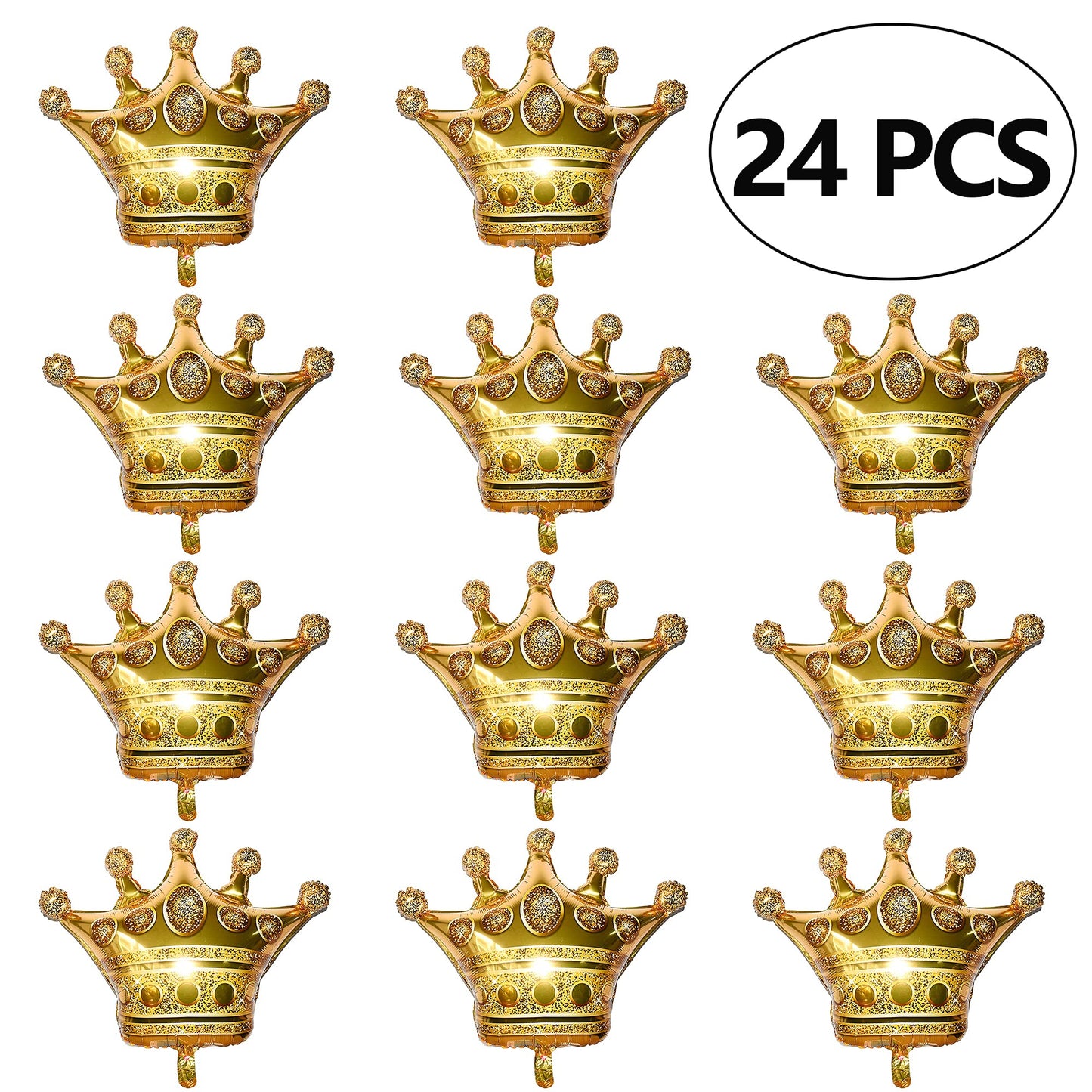 Myubwtf 24 Pieces 15 Inch Large Gold Crown Balloons, Giant Foil Cap Balloon, Aluminum Foil Helium Balloons For Birthday Wedding Party Decorations Anniversary Party Halloween Christmas (15-Inch)