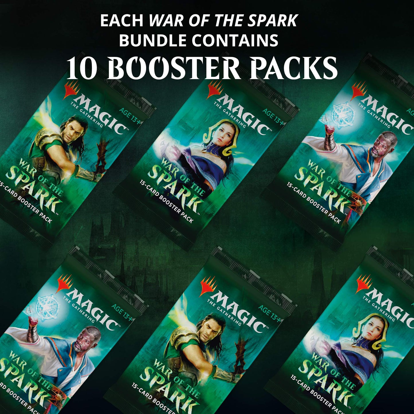Magic: The Gathering War Of The Spark Bundle | 10 Booster Packs | Accessories | Planeswalker In Every Pack
