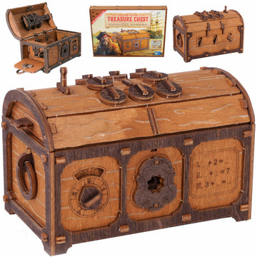 Wooden.City Treasure Chest Escape Room In A Box - Hard Puzzle Box For Adults Wooden Kit - Clue Box Escape Puzzle - 3D Escape Roo
