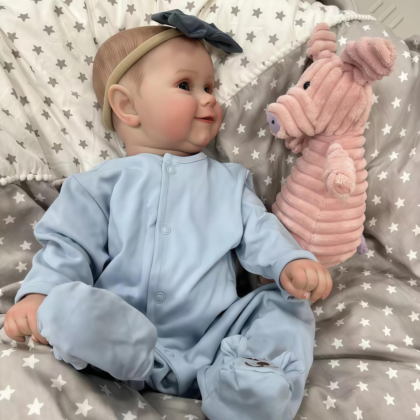 Joyarr Reborn Baby Doll, 20 Inch Lifelike Smiling Newborn Girl Doll Blue Eyes With Realistic Features, Soft Full Vinyl Body Pose