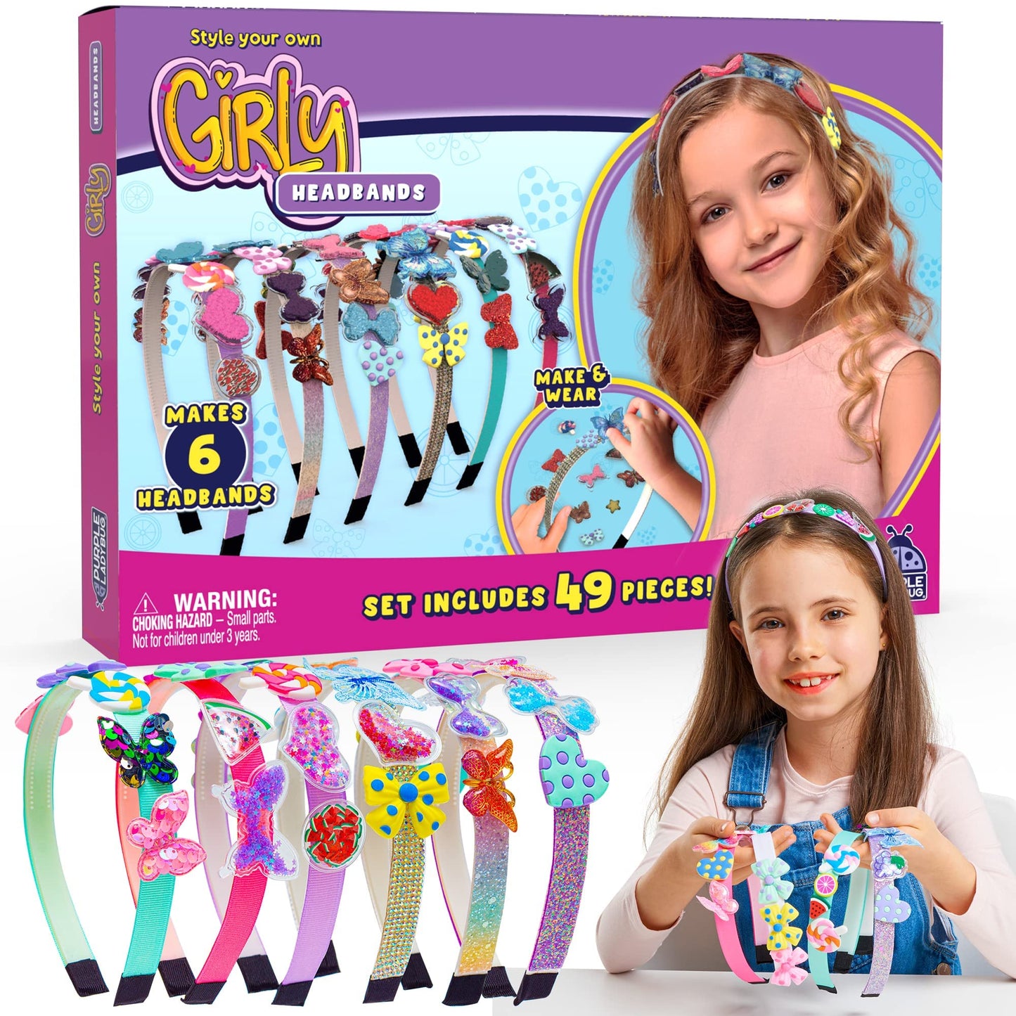 PURPLE LADYBUg Headband Making Kit - great gifts for girls 8-12 Years Old & girls Toys Age 6-8 - Arts and crafts for Kids Ages 8