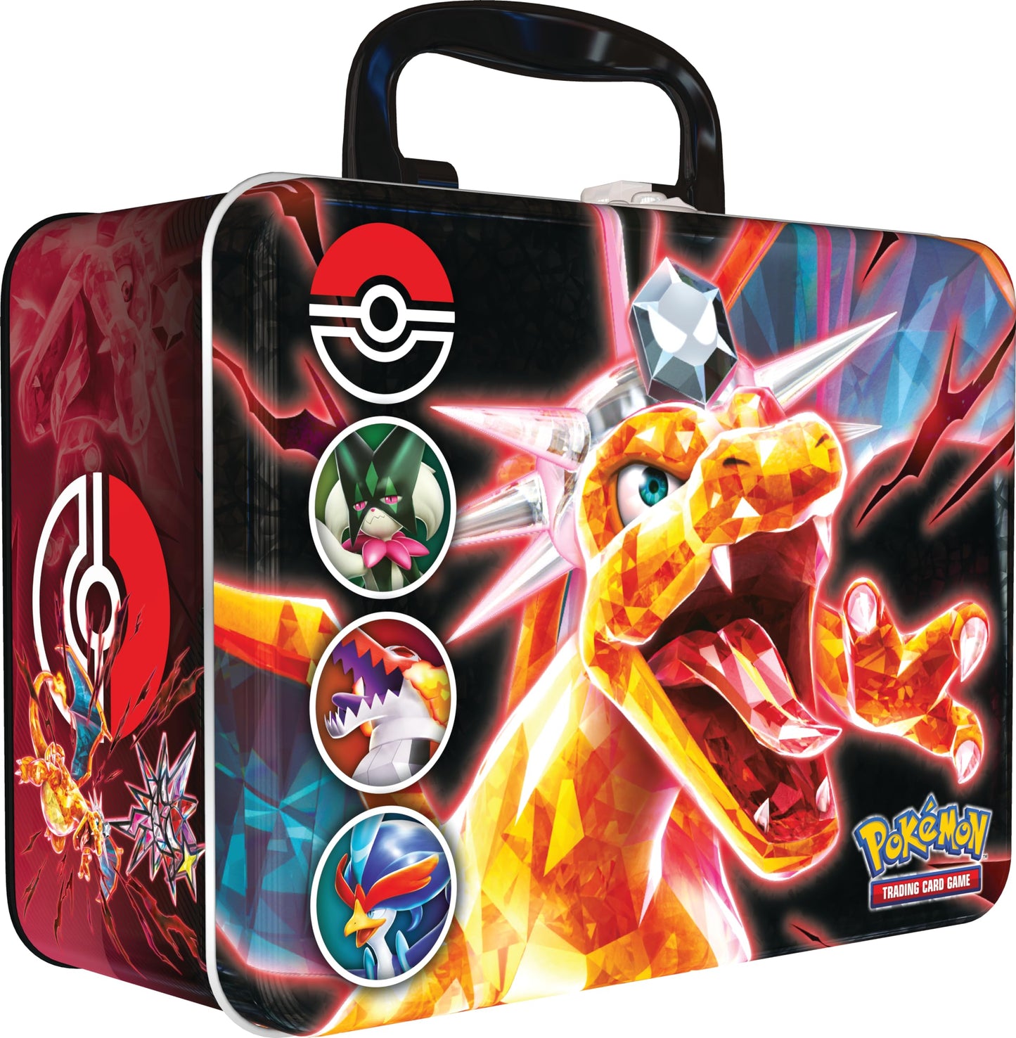 Pokemon Collector Chest: Fall 2023 Edition with Meowscarada, Skeledirge & Quaquaval Foil Cards, Black Metal Design, 6 Booster Packs