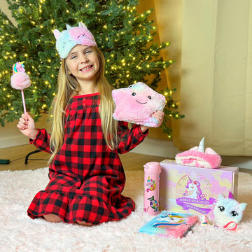 Unicorn Gifts for Girls, 10 PCS Unicorn Toys with Light Up Star Pillow Plush Diary DIY Water Bottle Kits for Birthday, Christmas