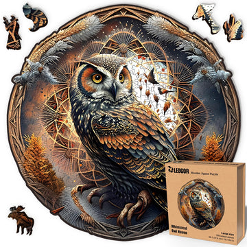 Leogor Large Wood Puzzles Adult Jigsaw - Exquisite Wooden Owl Puzzles For Adults 350 Piece, Unique Animal-Shaped Creative Colorful Mosaic, Challenging Design, 15'' X 14.8''
