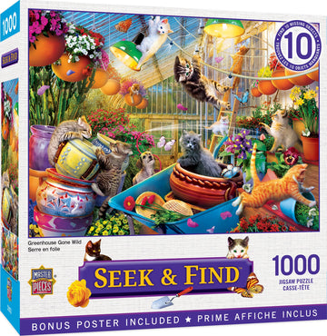 MasterPieces 1000 Piece Seek & Find Jigsaw Puzzle for Adults, Family, Or Youth - Greenhouse Gone Wild - 19.25x26.75