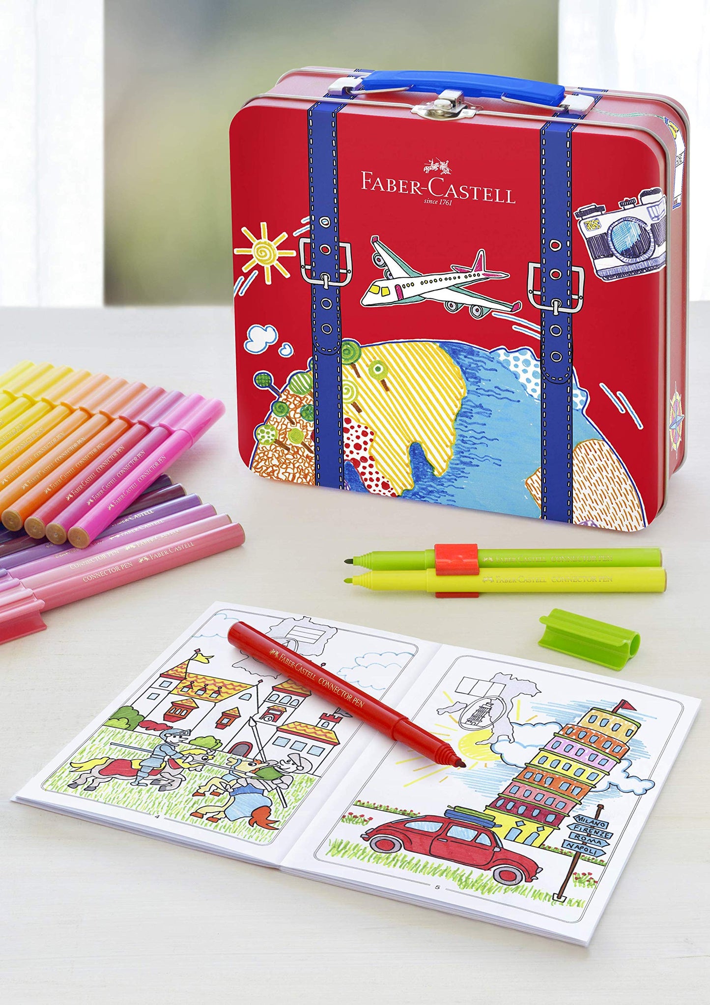 Faber-Castell 40 Connector Felt-tip Pens in Suitcase Gift Tin