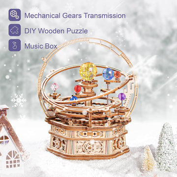 Rowood Music Box 3D Puzzles For Adults, Diy Wooden Mechanical Building Model Kits, Gift For Teens Kids On Children'S Day/Birthday/Christmas - Starry Night
