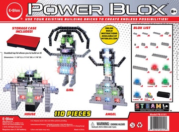 E-Blox Power Blox Builder - Advanced Kit 3D Led Light-Up Building Blocks Toys Set For Kids Ages 8+