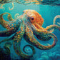 Cross & Glory 1000 Piece Jigsaw Puzzle - Deep Blue Octopus Odyssey, Large Size, Durable 1.8mm Cardboard, Unique Marine Artwork