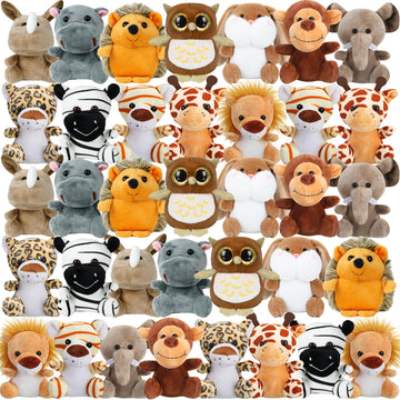 Arrozon 36 Pcs Small Stuffed Animals Bulk, Mini Plush Animals 4 Inch Tiny Stuffed Animals, Mini Stuffed Animals Bulk, Cute Carni