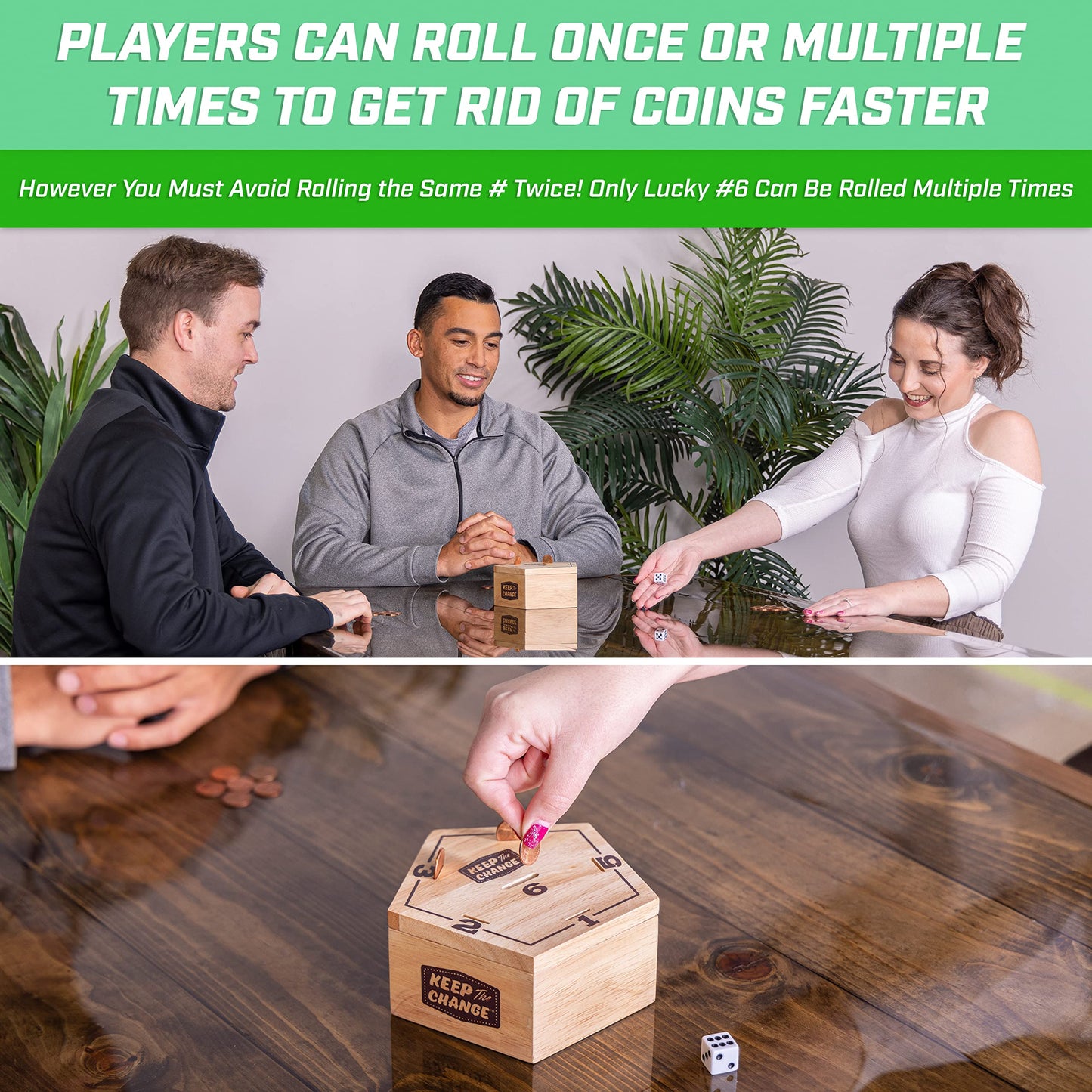 Gosports Keep The Change - Tabletop Coin Drop Dice Game For Kids & Adults, Includes 2 Dice And Game Rules