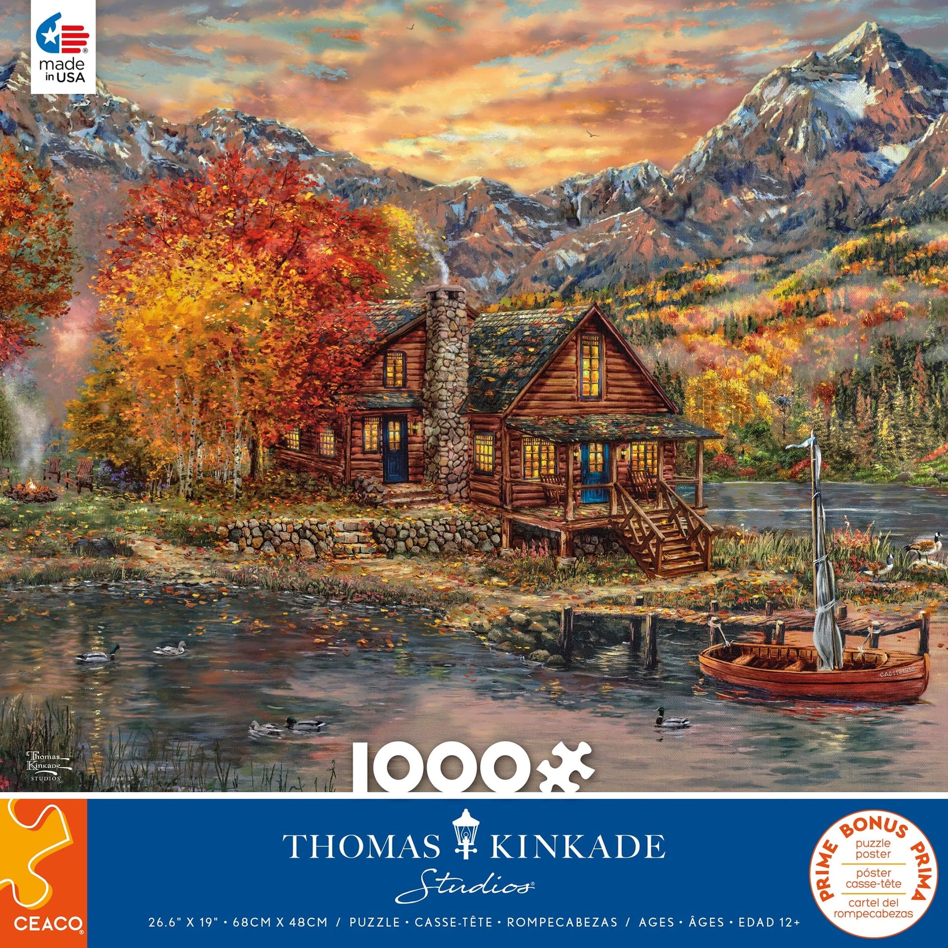 Ceaco - Thomas Kinkade - A Perfect Fall Day - 1000 Piece Jigsaw Puzzle-New