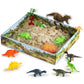 CoolSand Dino Discovery 3D Sandbox for Kids with 1 Pound Moldable Indoor Artificial Play Sand, Shaping Molds, Dinosaur Figures, 