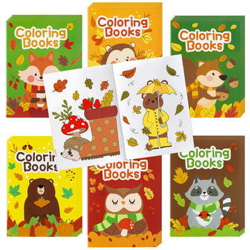 24Pcs Animal Theme Coloring Books For Kids Bulk Fall Mini Coloring Booklet Autumn Diy Art Drawing Book With Squirrel Hedgehog Fo