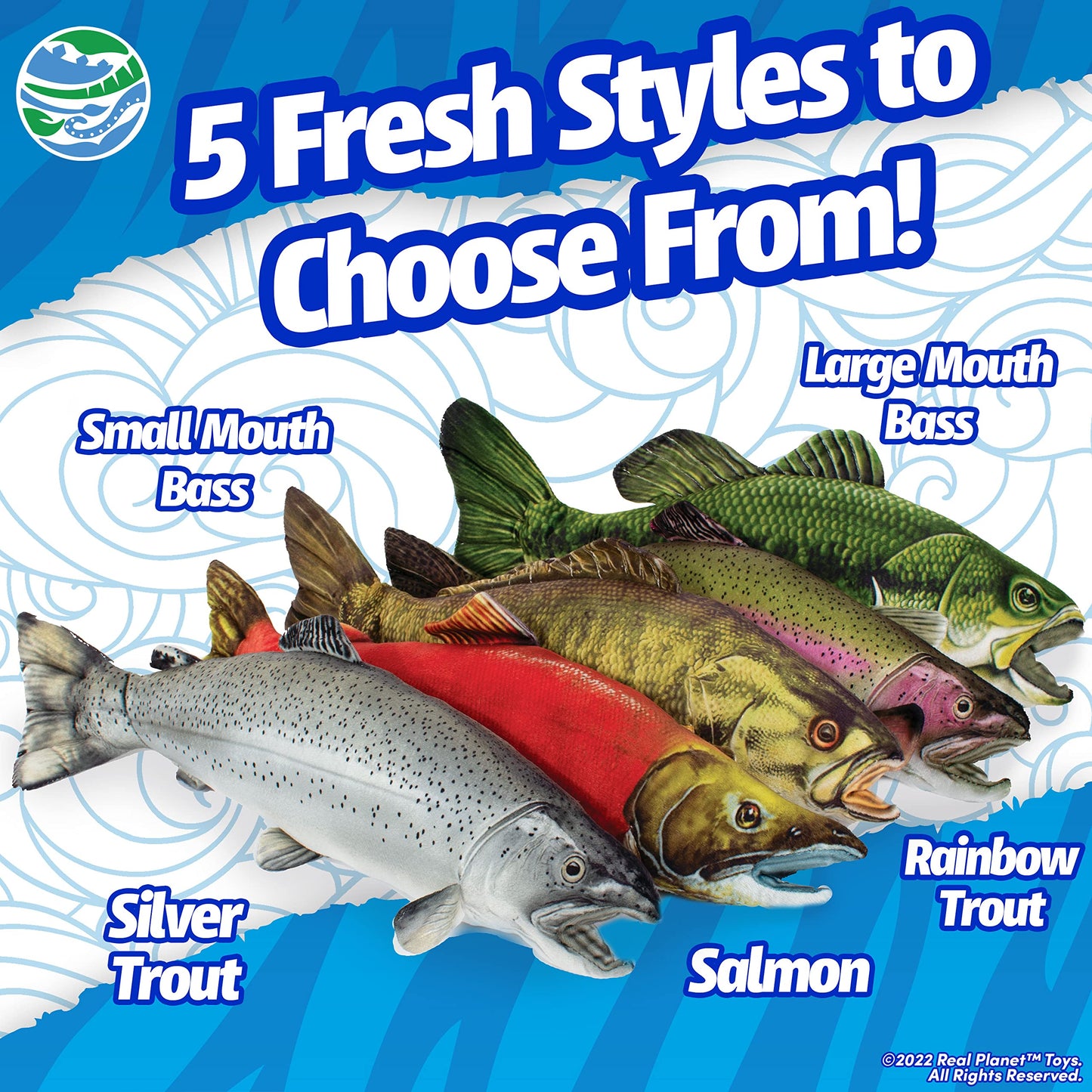 Real Planet Fishing Stuffed Animal - Sockeye Salmon Trout Bass Plush Stuffed Toy For Kids, Fishing Gifts For Men, Plush Freshwater Fish Toys (Salmon, 14') (21' Long)
