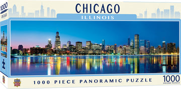 Masterpieces - 1000 Piece Jigsaw Puzzle, Chicago Skyline Panoramic, Fun For Adults, Family, Kids 13''X39