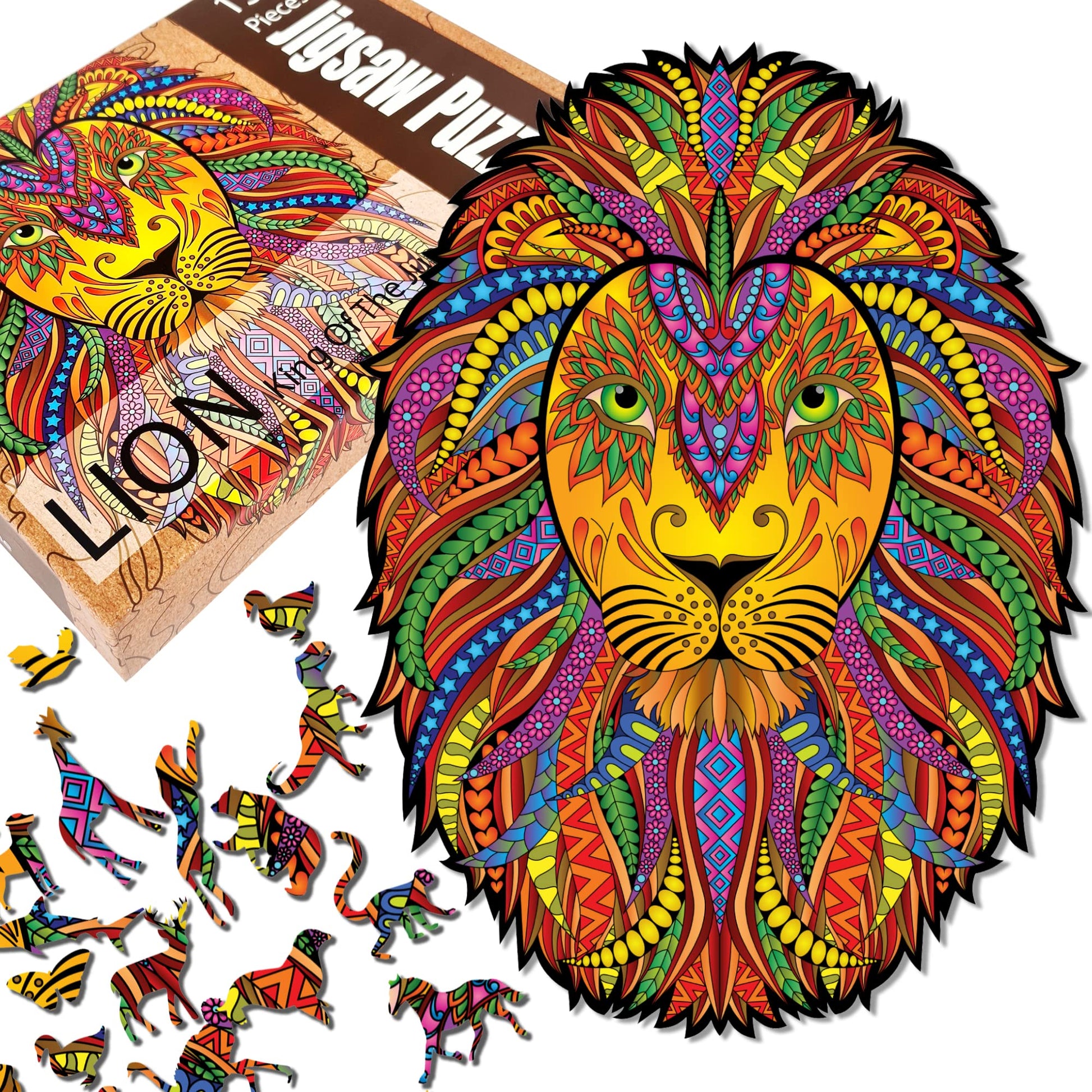 Ambiyaa Indian Lion | Wooden Jigsaw Puzzle For Kids & Adults | 31 Unique Animal Shape Pieces | Challenging And Educational Puzzl
