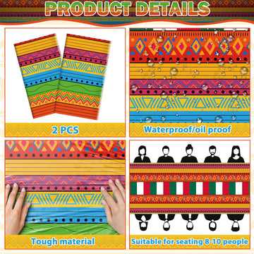Ohome Dia De Los Muertos Decorations - Day Of The Dead Decorations - Fiesta Plastic Tablecloth For Taco - Mexican Theme Party De