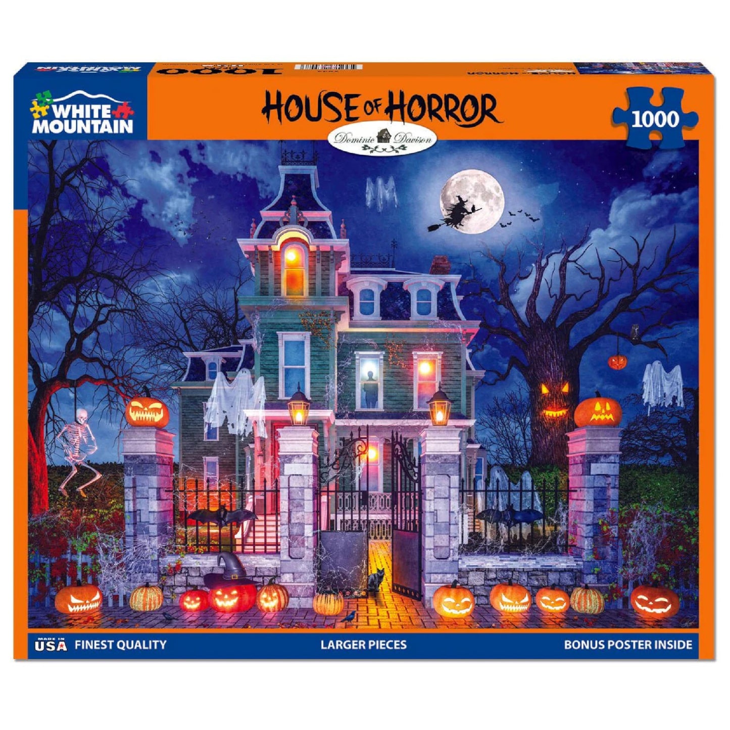 White Mountain 1000 Piece Halloween Jigsaw Puzzle Fall and Autumn Haunted Puzzles Large Pieces Gift for mature-themeds and Family 24x30 - House of Horror