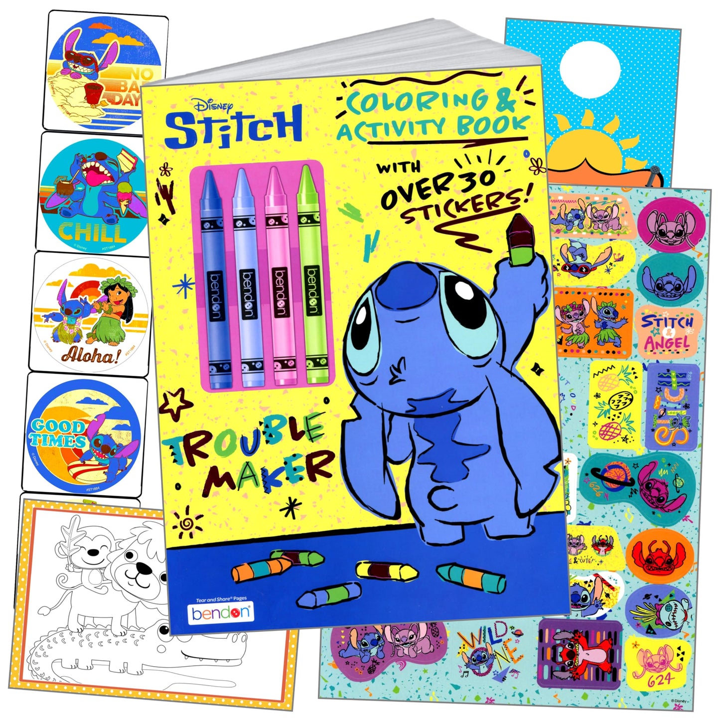 Lilo & Stitch Coloring and Activity Sticker Book - Bundle Includes Stich Coloring Book & Stickers, Thank You Card Craft, and Mor