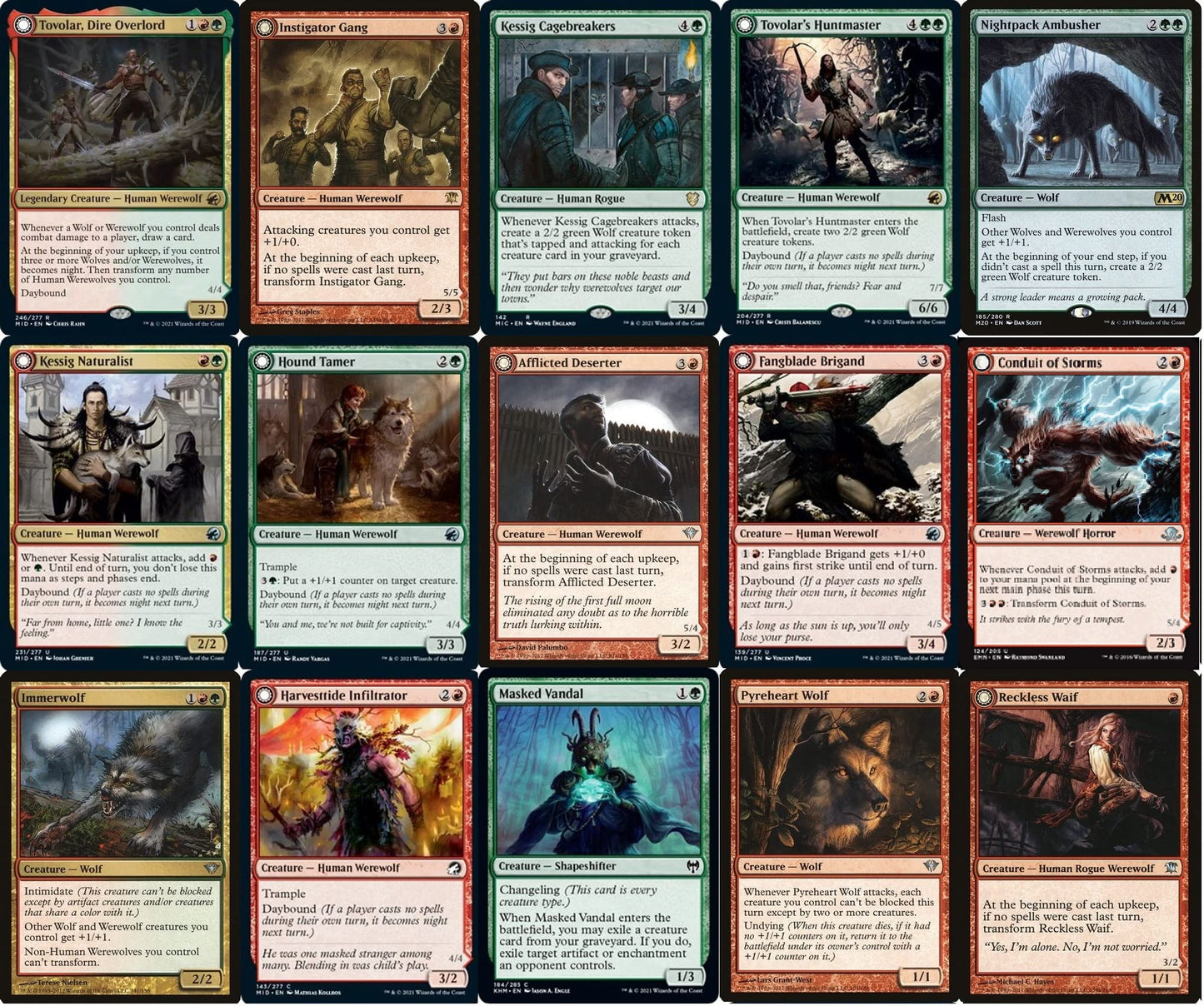 MTG Decks & More Elite Werewolf Commander Deck - Tovolar - EDH - 100 Cards - Red/Green Cardstock Magic The Gathering