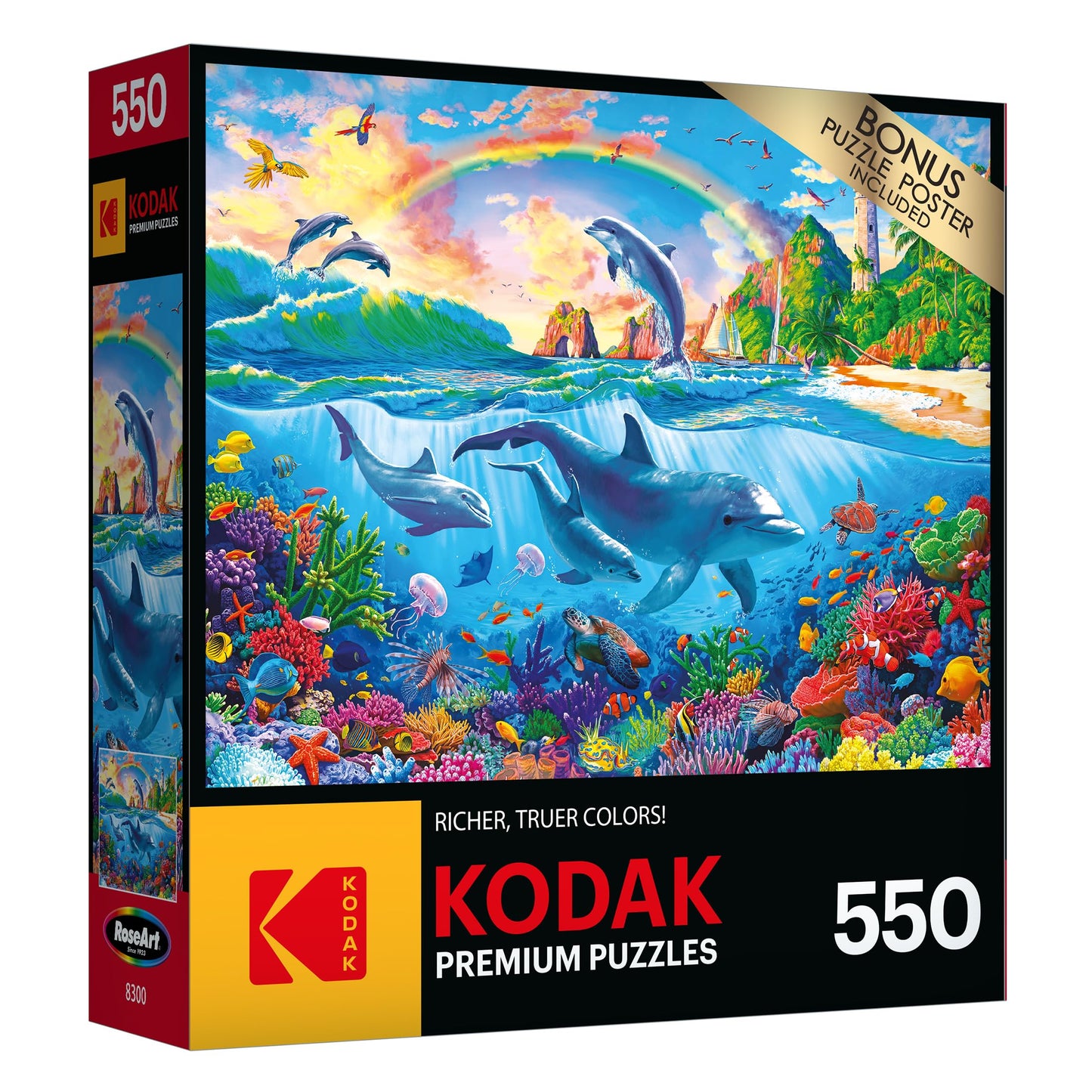 RoseArt Dolphin Paradise 550-Piece Jigsaw Puzzle - Multi-Colored Cardboard - Model 8300ZZAT for Adults