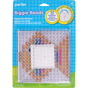 Perler Beads Biggie Beads Pegboards for Kids Crafts, 3 pcs , 10.5 x 7.5 x 1, Small